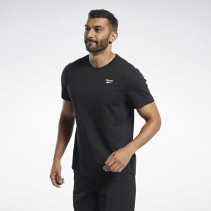 Koszulki Męskie Reebok Training Essentials Classic Czarne PL 09AQYJK